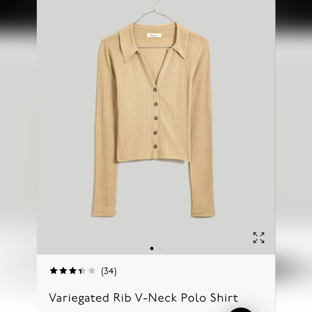 NWT Madewell Rib V-neck Polo Shirt